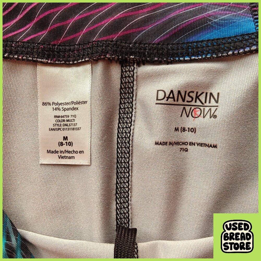 Danskin Medium 8-10 Capri Workout Leggings Spirograph Black, Teal, Pink Stretchy - Picture 3 of 4